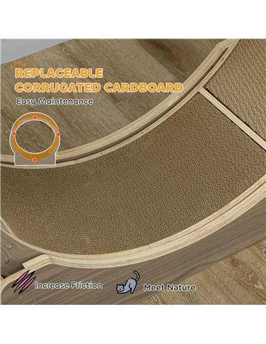 PawHut Cat Wheel with Brake, Scratching Pads - Walnut Brown