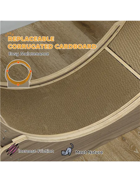 PawHut Cat Wheel with Brake, Scratching Pads - Walnut Brown