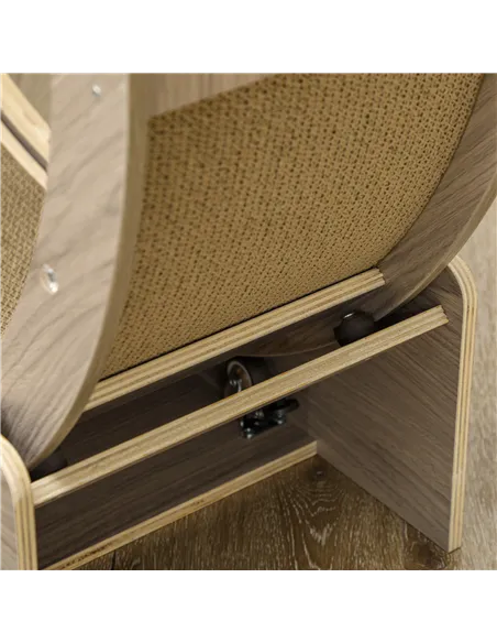 PawHut Cat Wheel with Brake, Scratching Pads - Walnut Brown