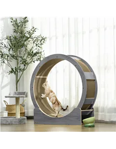 PawHut Cat Wheel with Brake, Scratching Pads - Grey 2