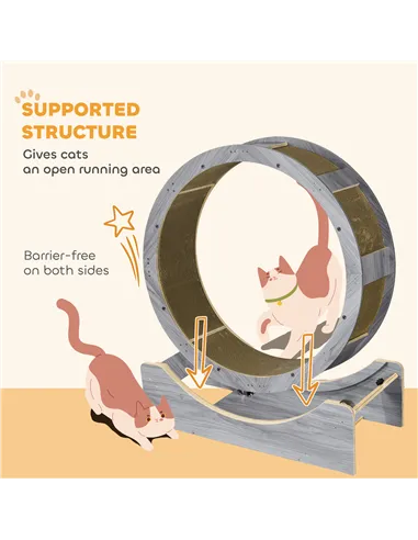 PawHut Cat Wheel with Brake, Scratching Pads - Grey