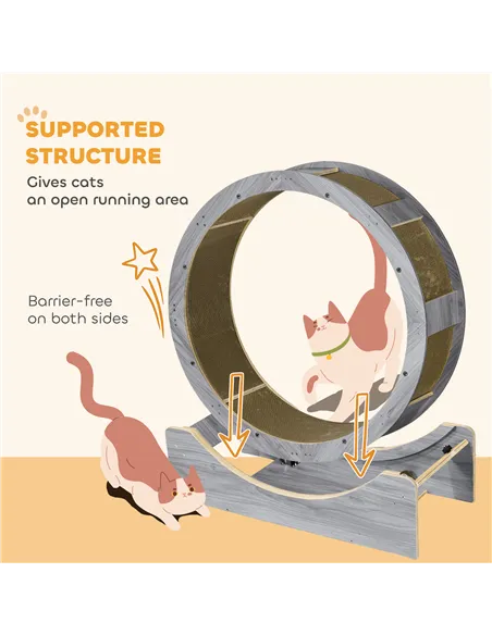 PawHut Cat Wheel with Brake, Scratching Pads - Grey