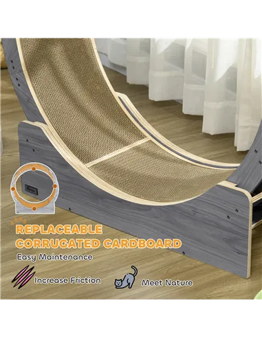 PawHut Cat Wheel with Brake, Scratching Pads - Grey