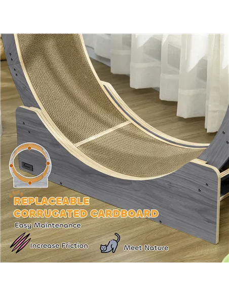 PawHut Cat Wheel with Brake, Scratching Pads - Grey