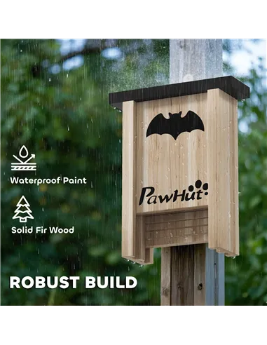 PawHut 3PCs Wooden Bat Boxes, Bat Houses Designed to Attract Bats & Easy to Hang for Outdoor, Garden, Farm, 18 x 6 x 22.5 cm
