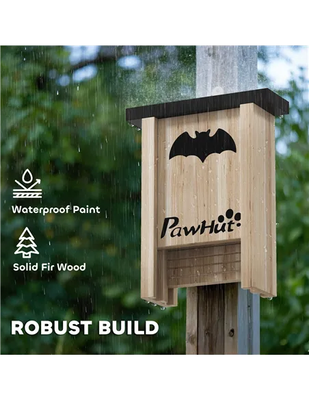 PawHut 3PCs Wooden Bat Boxes, Bat Houses Designed to Attract Bats & Easy to Hang for Outdoor, Garden, Farm, 18 x 6 x 22.5 cm