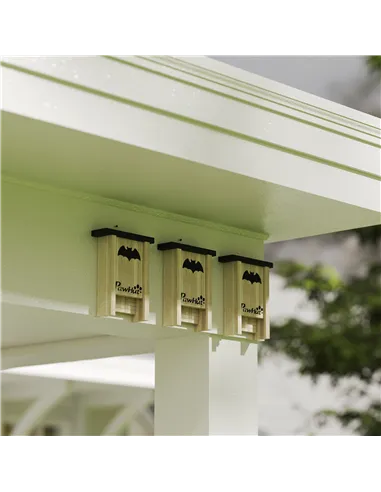 PawHut 3PCs Wooden Bat Boxes, Bat Houses Designed to Attract Bats & Easy to Hang for Outdoor, Garden, Farm, 18 x 6 x 22.5 cm