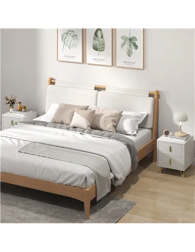 Set of 2 Elegant Chest of Two Drawers - White/Gold-Tone