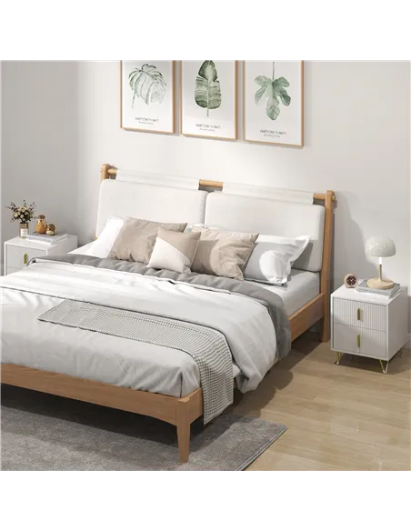 Set of 2 Elegant Chest of Two Drawers - White/Gold-Tone