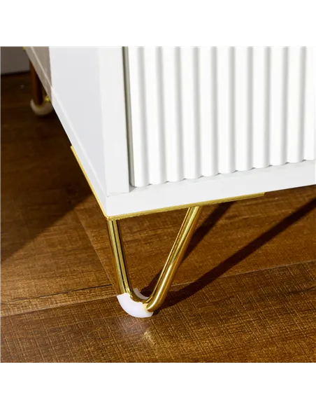 Set of 2 Elegant Chest of Two Drawers - White/Gold-Tone