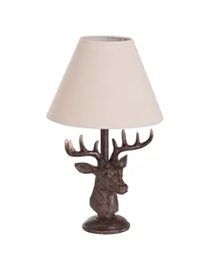 Hill Interiors Stag Head Table Lamp With Linen Shade 20694