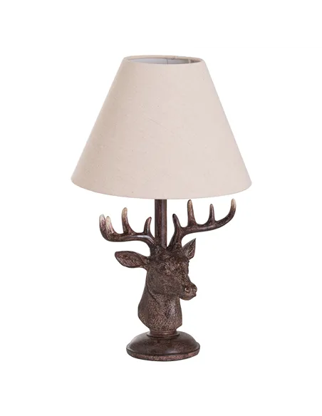 Hill Interiors Stag Head Table Lamp With Linen Shade 20694
