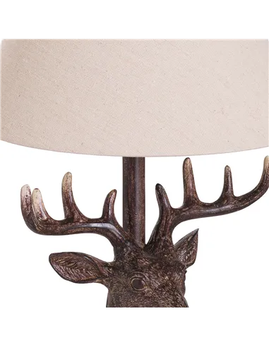 Hill Interiors Stag Head Table Lamp With Linen Shade 20694