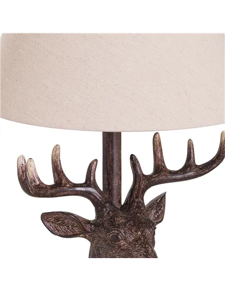 Hill Interiors Stag Head Table Lamp With Linen Shade 20694