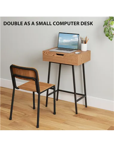 HOMCOM Vanity Desk with Flip-Up Mirror, Industrial Dressing Table with 16 Small Compartments for Bedroom, Natural Wood Effect