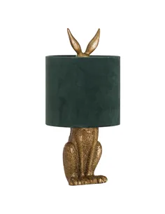 Hill Interiors Antique Gold Hare Table Lamp With Green Velvet Shade 20696