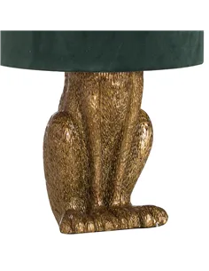 Hill Interiors Antique Gold Hare Table Lamp With Green Velvet Shade 20696 2