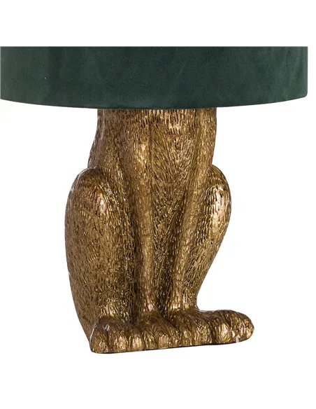 Hill Interiors Antique Gold Hare Table Lamp With Green Velvet Shade 20696