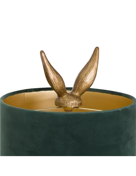 Hill Interiors Antique Gold Hare Table Lamp With Green Velvet Shade 20696