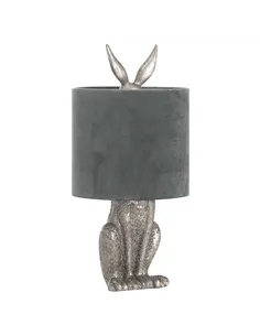 Hill Interiors Silver Hare Table Lamp With Grey Velvet Shade 20697