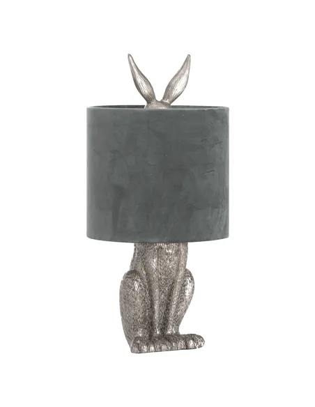 Hill Interiors Silver Hare Table Lamp With Grey Velvet Shade 20697