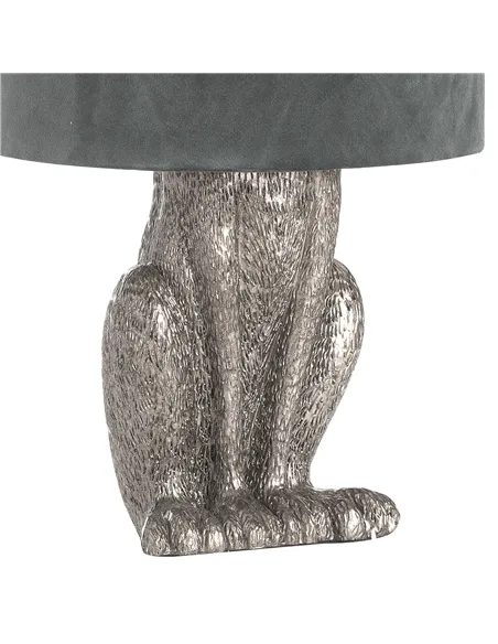 Hill Interiors Silver Hare Table Lamp With Grey Velvet Shade 20697