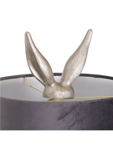 Hill Interiors Silver Hare Table Lamp With Grey Velvet Shade 20697