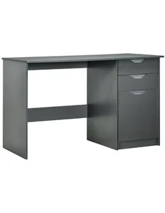 HOMCOM Computer Desk with Drawers, High Gloss Home Office Desk with Storage Cabinet, Study Workstation, 120 x 60cm, Grey
