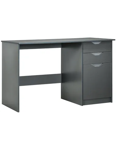 HOMCOM Computer Desk with Drawers, High Gloss Home Office Desk with Storage Cabinet, Study Workstation, 120 x 60cm, Grey