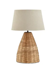 Hill Interiors Conical Wicker Table Lamp With Linen Shade 23055