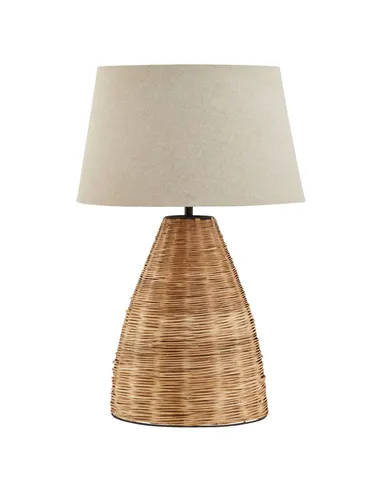 Hill Interiors Conical Wicker Table Lamp With Linen Shade 23055