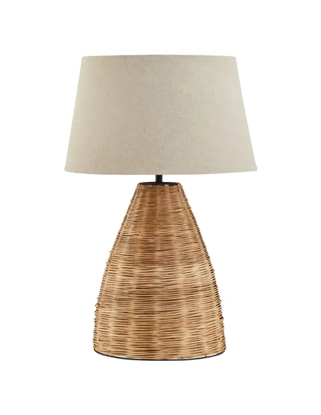 Hill Interiors Conical Wicker Table Lamp With Linen Shade 23055
