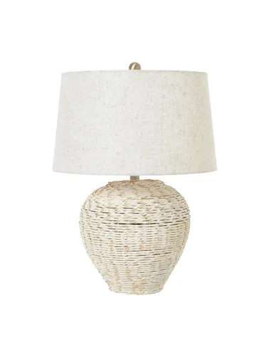 Hill Interiors White Wash Wicker Table Lamp With Linen Shade 23724