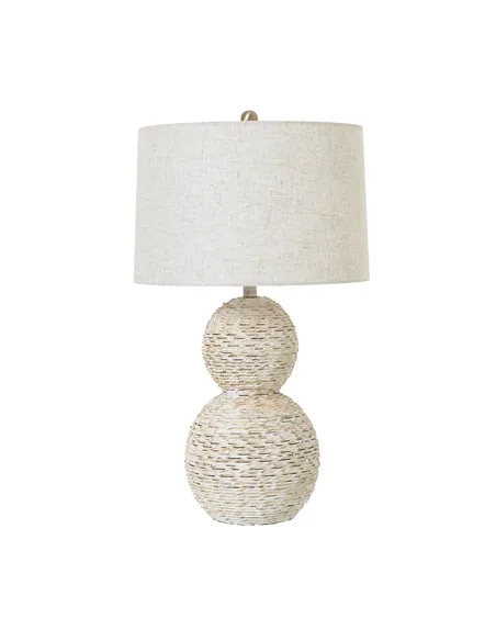 Hill Interiors White Wash Wicker Globe Table Lamp With Linen Shade 23725