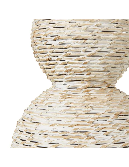 Hill Interiors White Wash Wicker Globe Table Lamp With Linen Shade 23725