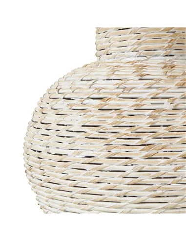 Hill Interiors White Wash Bulbous Wicker Table Lamp With Linen Shade 23726