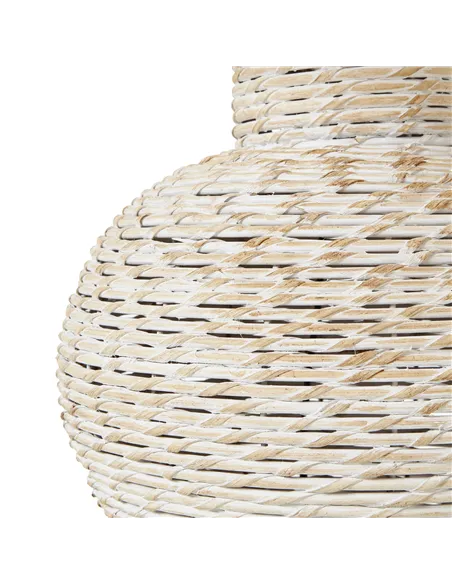 Hill Interiors White Wash Bulbous Wicker Table Lamp With Linen Shade 23726