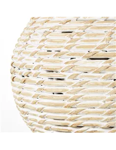 Hill Interiors White Wash Small Bulbous Wicker Table Lamp With Linen Shade 23727 2
