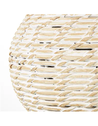 Hill Interiors White Wash Small Bulbous Wicker Table Lamp With Linen Shade 23727