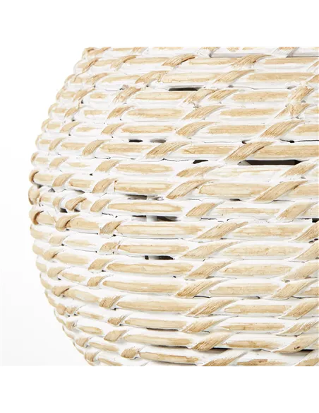 Hill Interiors White Wash Small Bulbous Wicker Table Lamp With Linen Shade 23727