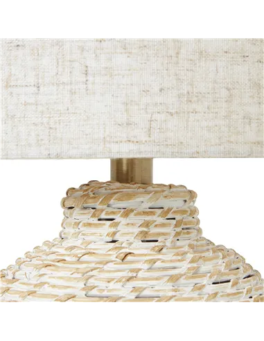 Hill Interiors White Wash Small Bulbous Wicker Table Lamp With Linen Shade 23727