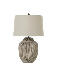 Hill Interiors Ochre Carved Textured Table Lamp With Linen Shade 23728