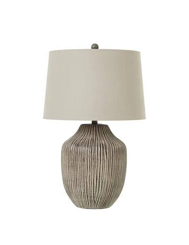 Hill Interiors Ochre Carved Textured Table Lamp With Linen Shade 23728