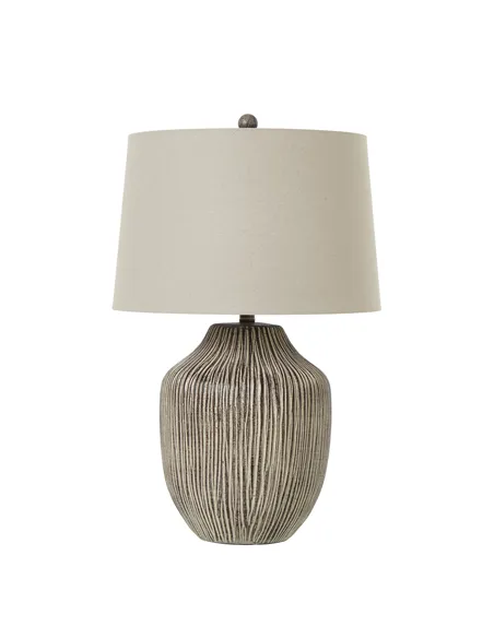 Hill Interiors Ochre Carved Textured Table Lamp With Linen Shade 23728