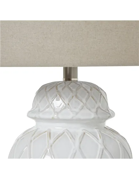 Hill Interiors White Ceramic Ginger Jar Lamp With Linen Shade 23729