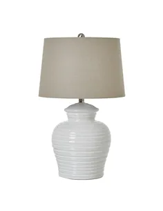 Hill Interiors White Ceramic Pot Lamp With Linen Shade 23730
