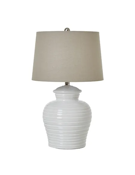 Hill Interiors White Ceramic Pot Lamp With Linen Shade 23730