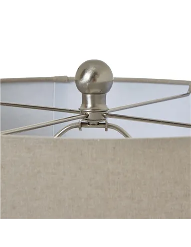 Hill Interiors Squat White Beaded Ceramic Lamp With Linen Shade 23731