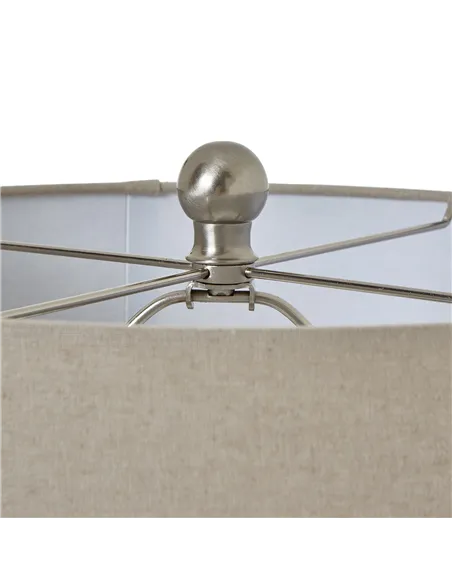 Hill Interiors Squat White Beaded Ceramic Lamp With Linen Shade 23731