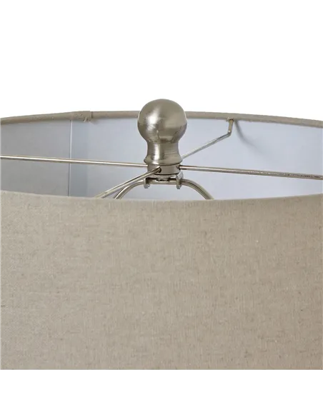Hill Interiors White Beaded Ceramic Lamp With Linen Shade 23732